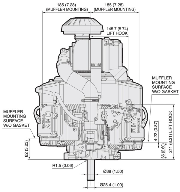 Dimensional Specification drawing for Kawasaki FX541V engine 