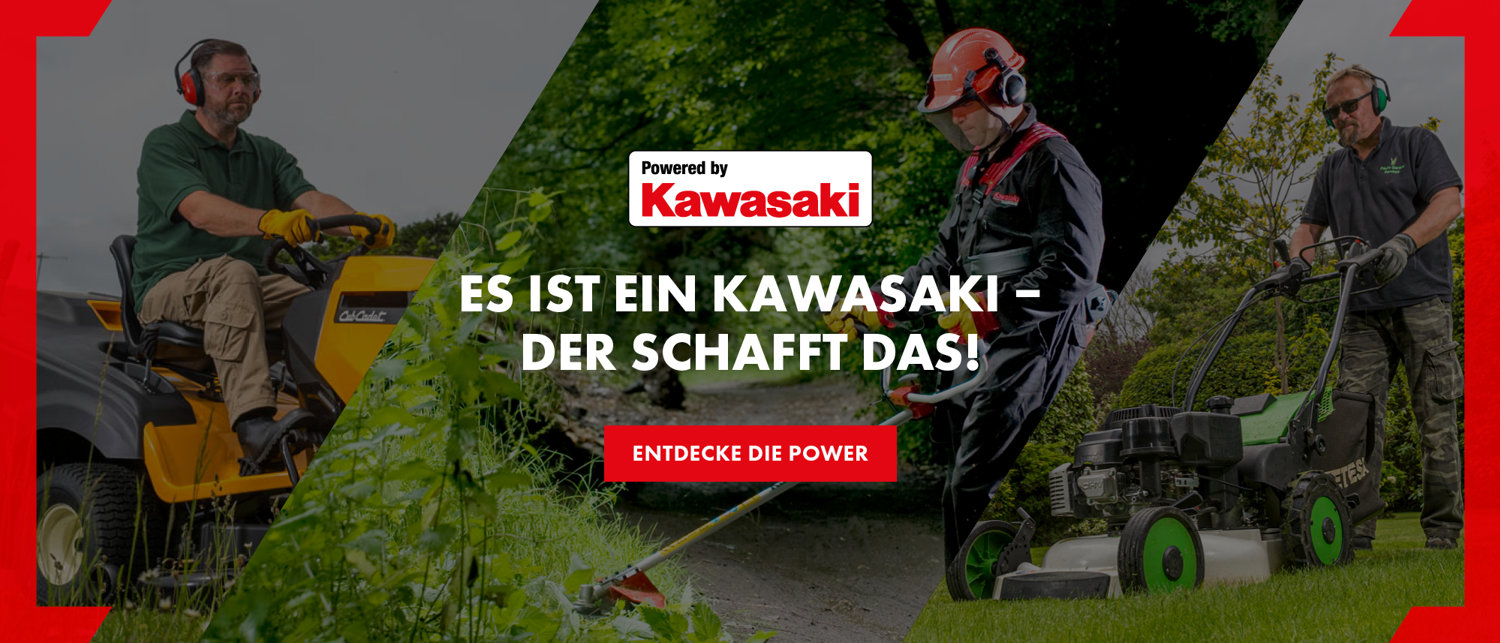 Nur Produkte mit unserem Logo enthalten die Qualität, Haltbarkeit und Leistungsfähigkeit eines Kawasaki-Motors.